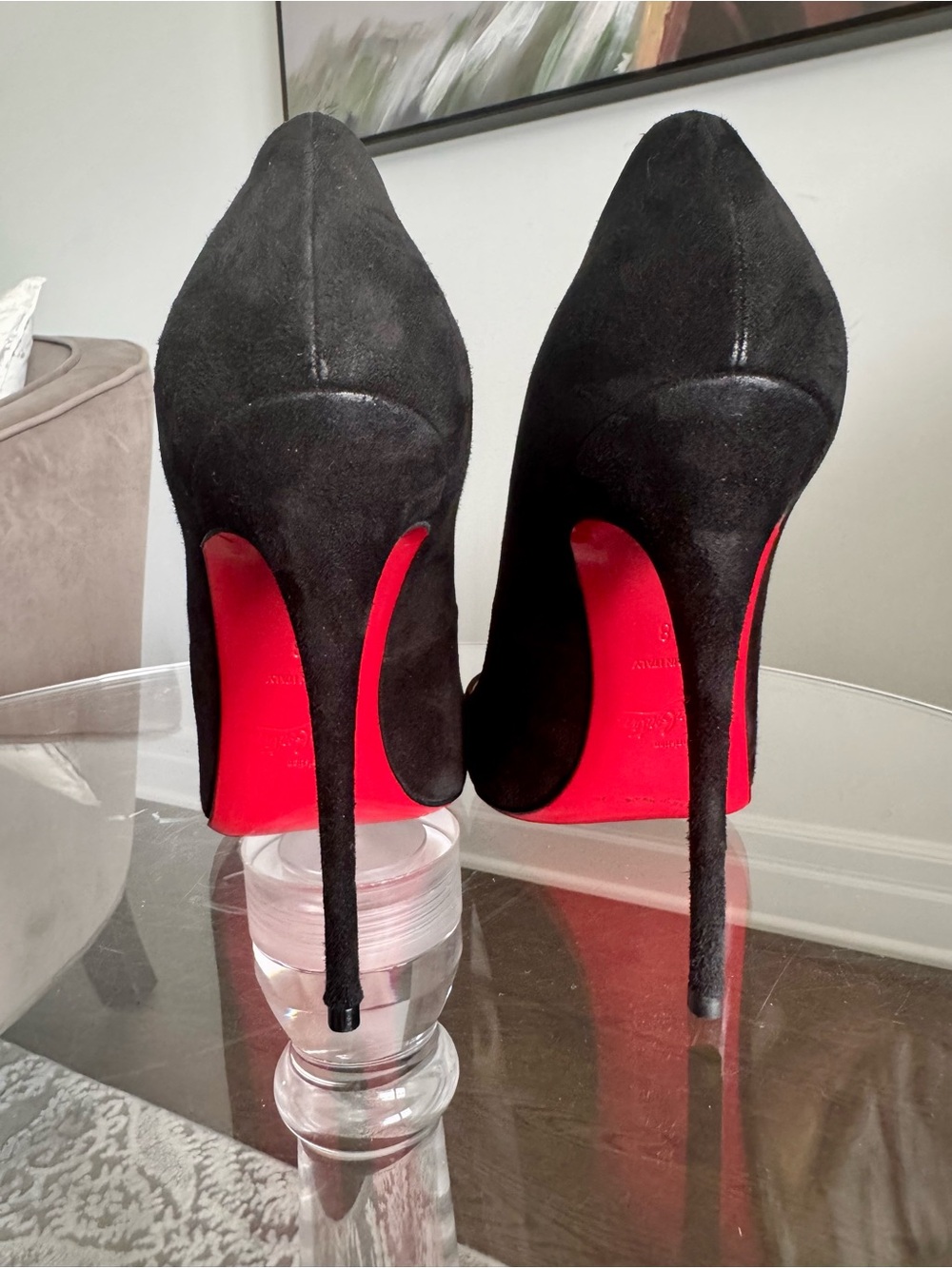 Christian Louboutin Black Suede Tassel Pointed-Toe Stiletto Pumps - Picture 8 of 8